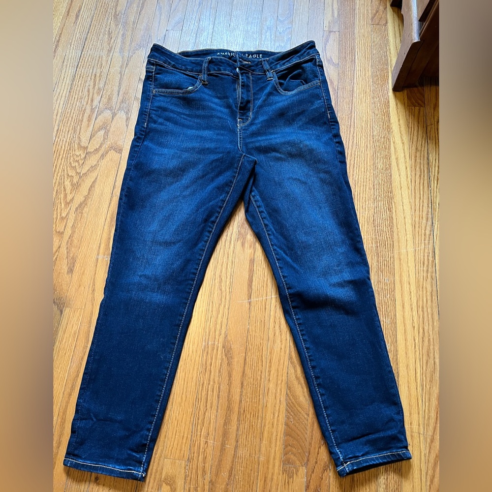 American Eagle Outfitters Women's Deep Blue Skinny Jeans 12 x-short